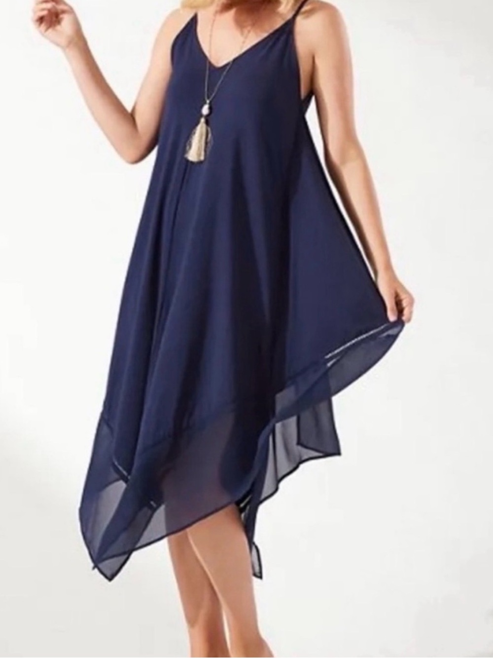 Tommy Bahama Navy Blue Handkerchief Hem dress